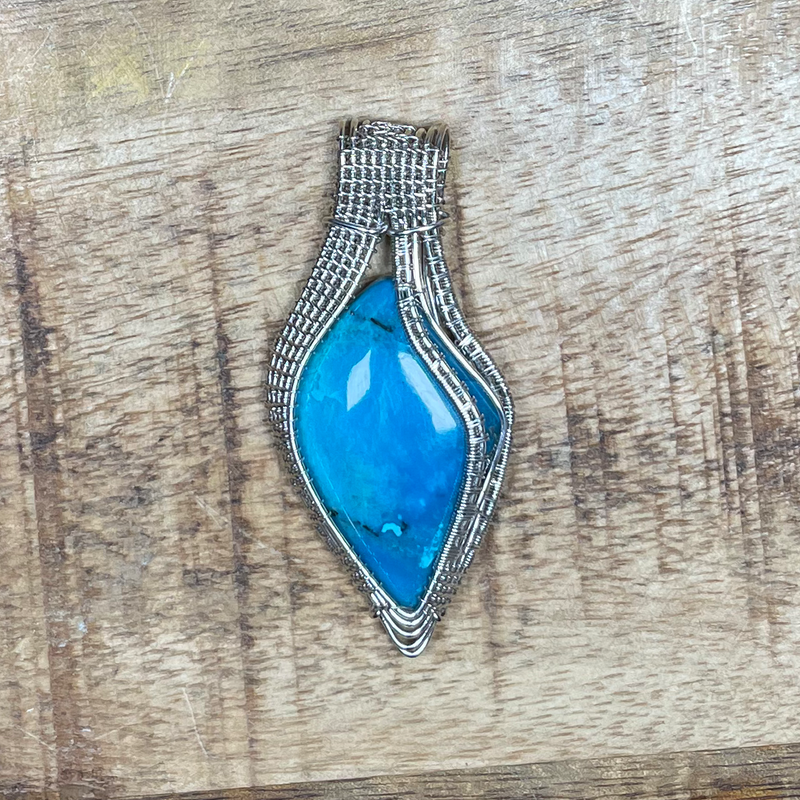 Gem Silica Wire Weave Pendant in Sterling Silver