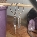 Sterling Silver Hoop Earrings with Crystal Point