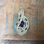 Sapphire & Amethyst Sterling Silver Wire Weave Pendant, Heady Pendant