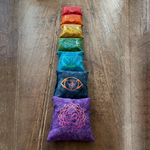 7 Chakra Stone Pillow Set with Symbols, Crystal Healing Tools, Crystal Cushion