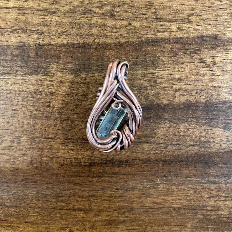 Natural Aquamarine Crystal Wire Pendant