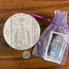 The High Priestess Tarot Card Etched Selenite Plate with Kyanite and info card