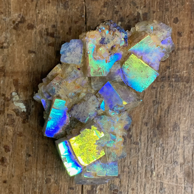 Flame Fluorite, Aura Fluorite, Aura Crystal, Mystic Aura Quartz, Rainbow Quartz