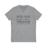 Crystal Loving, High Vibin', Chakra Balancing, Spiritual Gangsta V-neck  T-Shirt