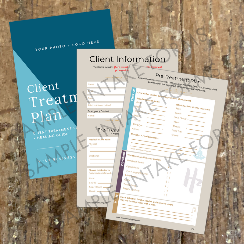 Crystal Healing Client Treatment Plan + Session Notes Form
